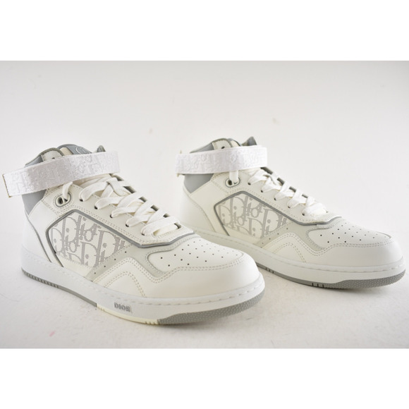 Dior Mens B27 Uptown White Grey Leather Oblique High Top Trainer Sneakers 44 11 - Picture 3 of 12